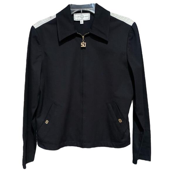 VINTAGE St. John Sport Navy Zip Font Casual Dressy Nautical Jacket Size S Office - Picture 1 of 12